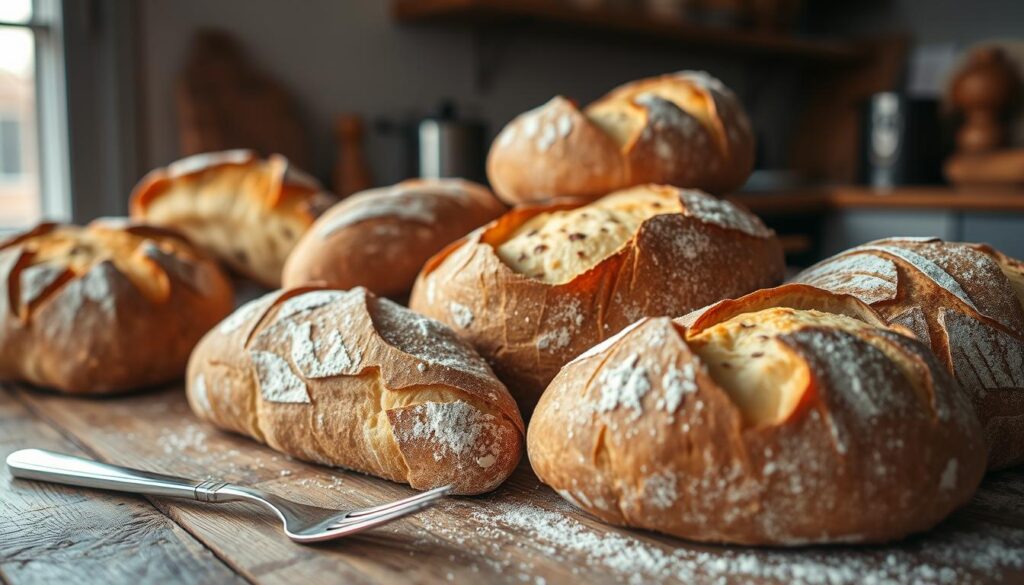 Different types of sourdough bread