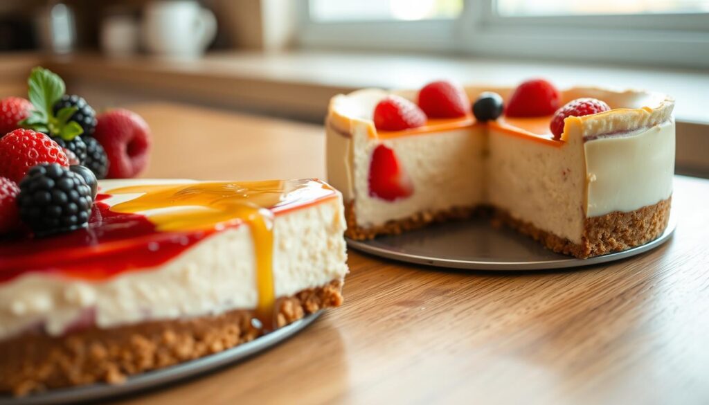 Regular and Italian cheesecake comparison
