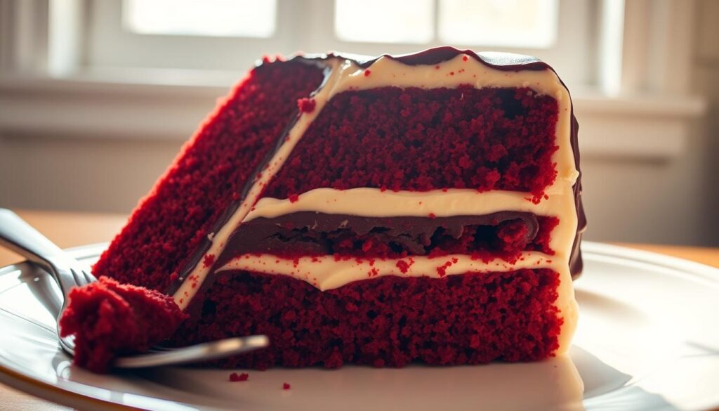 chocolate and vanilla in red velvet cake